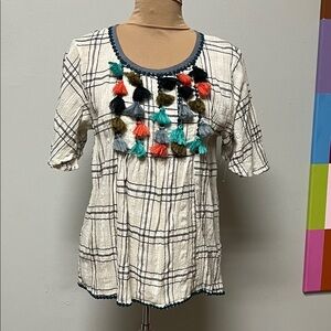 The Impeccable Pig Blue and White Plaid Top